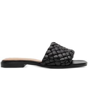 Flattered Minou Woven-Leather Flat Sandals - Black