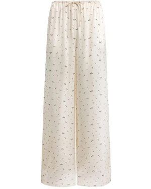 12 STOREEZ Floral-Print Drawstring Pajama Bottoms - White