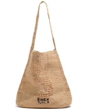 Bimba Y Lola Large Natural Raffia Plaited Bag