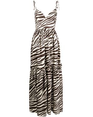 Cynthia Rowley Tie-Fastening Shoulder Silk Maxi Dress - White