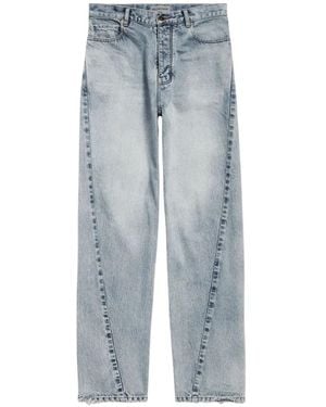Balenciaga Faded Twisted-Seam Jeans - Blue