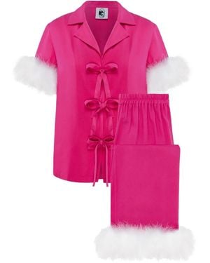 Sleeper Feather-Detailing Pyjamas - Pink