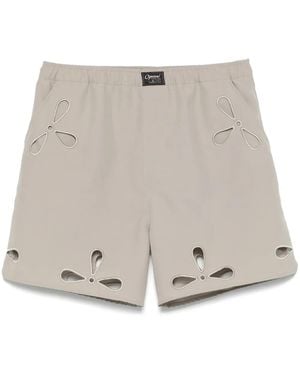 Coperni Petal-Embroidered Cut-Out Shorts - Natural