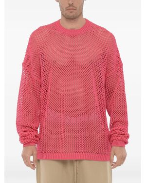 Ramael Openwork Crew-Neck Jumper - Pink