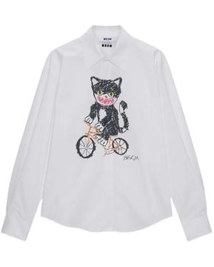 MSGM Chemise À Imprimé Chats - White