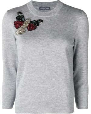 McQueen Embellished Butterfly Jumper - Gris