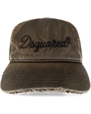 DSquared² Logo-Embroidered Distressed-Finish Baseball Cap - Green