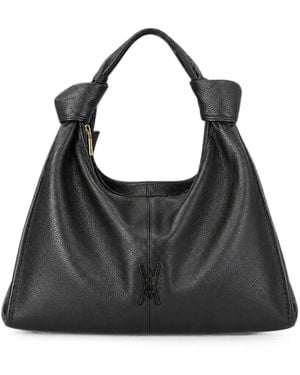 VISONA Alma Knotted Pebbled-Texture Handbag - Black