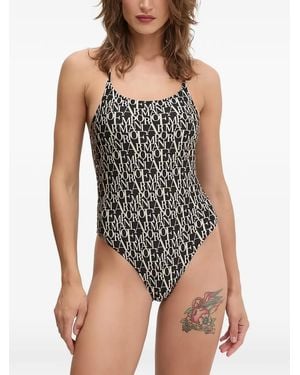 Emporio Armani Logo-Print Swimsuit - Black