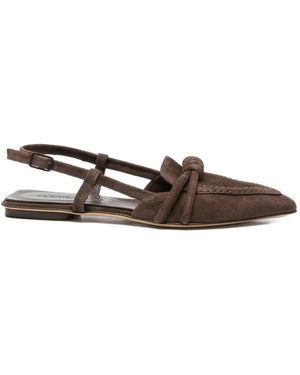 Pomme D ́Or Any Suede Flat Court Shoes - Brown
