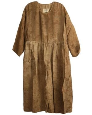 Uma Wang Damask-Pattern Gathered Maxi Dress - Natural