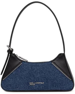 KARL LAGERFELD Rebel Denim-Panelled Zip-Detail Tote Bag - Blue