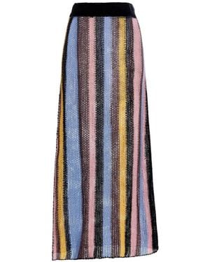 Agua Bendita Cyprus Striped Crochet Maxi Skirt - Blue
