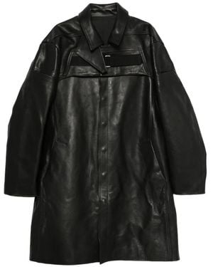 Rick Owens Abrigo Largo 2 Piece Mac De Cuero - Negro