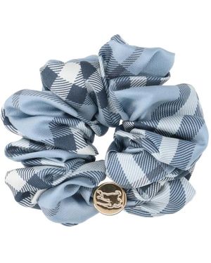 Burberry Check Silk Scrunchie - Blue