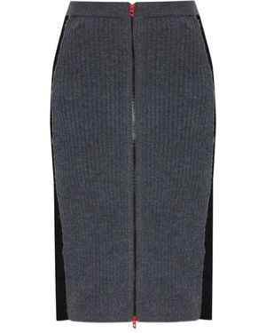 DIESEL M-Lousi Ribbed Panelled Midi Skirt - Grey