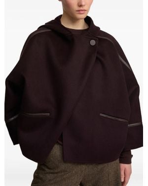 Yves Salomon Hooded Leather-Trimmed Jacket - Black