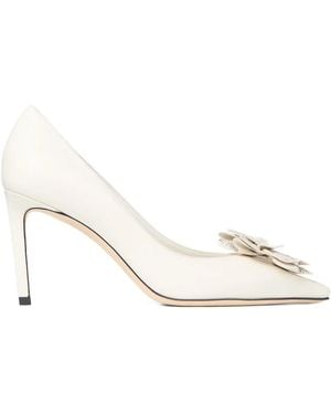 Jimmy Choo 85Mm Mimmi Flower-Appliqué Pumps - Natural