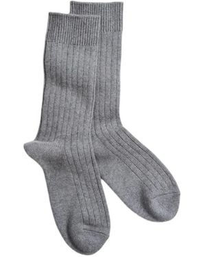 RoToTo Ribbed-Knit Crew Socks - Grey