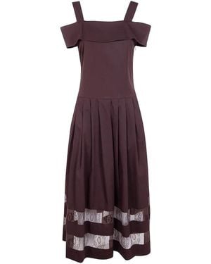 Blugirl Blumarine Shoulder Detail Pleated Dress - Purple