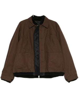 Sacai Layered Button-Fastening Jacket - Brown