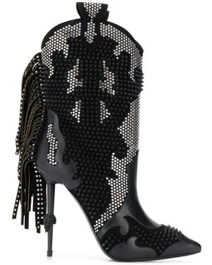 Philipp Plein Embellished Cowboy Boots - Black