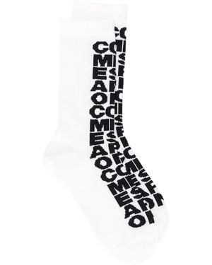 Comme des Garçons Calcetines de punto de intarsia con logo - Blanco