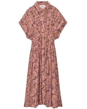 Ba&sh Adena Floral-Print Pleated Midi Dress - Pink