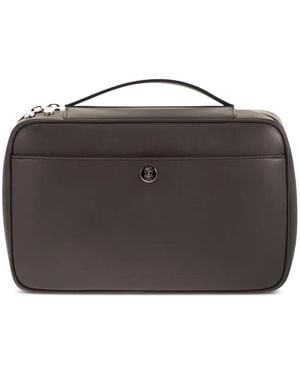 Brunello Cucinelli ロゴ レザートラベルポーチ - ブラウン