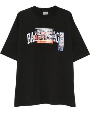 Balenciaga Graphic-Print Oversized-Fit T-Shirt - Black