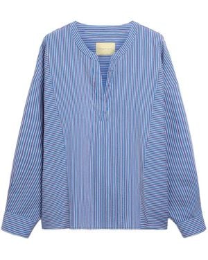 Momoní Prickly Striped V-Neck Blouse - Blue