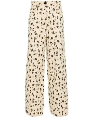 forte_forte Leopard-Print Palazzo Trousers - White
