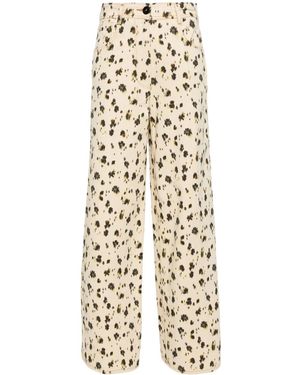 forte_forte Leopard-Print Palazzo Trousers - White