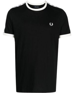 Fred Perry T-Shirt Con Bande Logo - Nero