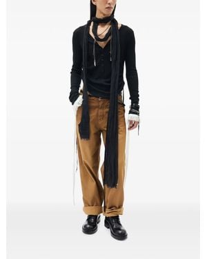 Ann Demeulemeester Frayed-Edge Crinkled Scarf - Blue