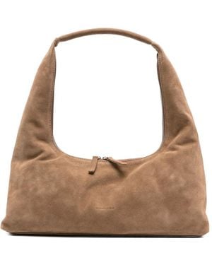 Marge Sherwood Medium Debossed-Logo Suede Shoulder Bag - Brown