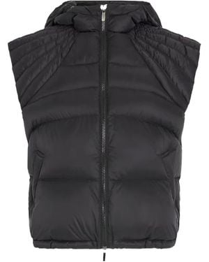 High Fanny Quilted Hooded Gillet - Black