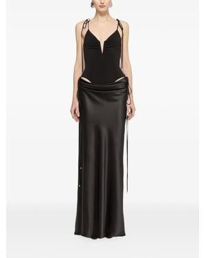 Nissa Draped Satin Maxi Dress - Black