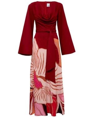 Acler Lindon Cowl-Neck Midi Dress - Red