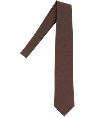 Brioni Herringbone-Pattern Wool Tie - Brown