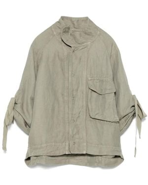 120% Lino Chaqueta lisa - Gris
