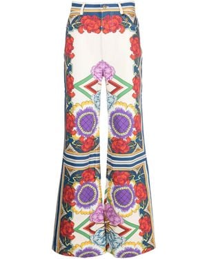 La DoubleJ Liberty-Print Flared Jeans