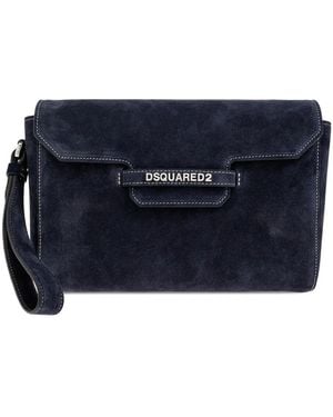 DSquared² Twin Suede Clutch Bag - Blue