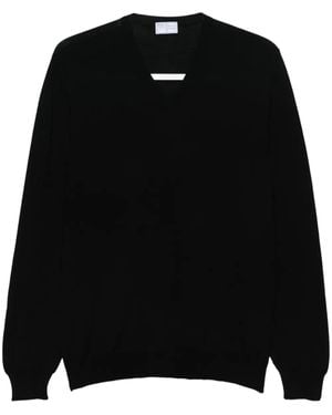 Fedeli V-Neck Virgin Wool Jumper - Black
