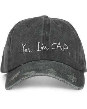CAPTURE GALLERY Distressed Embroidered Cap - Gray