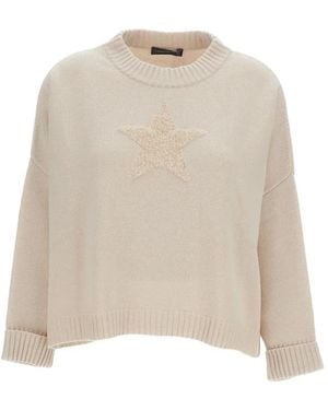 Lorena Antoniazzi Star-Intarsia Crew-Neck Jumper - Natural