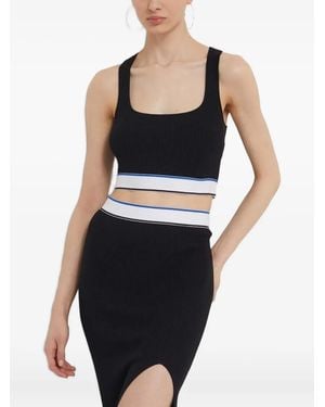HUGO Ribbed-Knit Cropped Top - Black