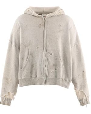 SAINT Mxxxxxx Ripped Hooded Zip Jumper - White