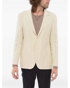 Corneliani Striped Single-Breasted Blazer - Natural