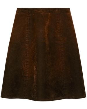 Tory Burch Denim A-Line Skirt - Brown